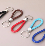 Braided Leather Loop Keychain