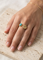 Adjustable Evil Eye Turquoise Ring | Gold-Plated Protective Statement Ring for Women