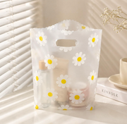 Floral Frost Gift Bag with Die-Cut Handle | Reusable Daisy Storage Pouch