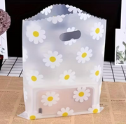 Floral Frost Gift Bag with Die-Cut Handle | Reusable Daisy Storage Pouch