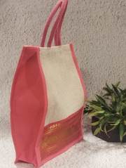 Traditional Jute Gift Bag with Golden Border | Reusable Eco-Friendly Return Gift & Shopping Tote