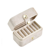 Velvet Ring Organizer Box | Travel Jewelry Storage Case with Secure Snap Closure