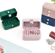 Velvet Ring Organizer Box | Travel Jewelry Storage Case with Secure Snap Closure