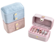 Velvet Ring Organizer Box | Travel Jewelry Storage Case with Secure Snap Closure