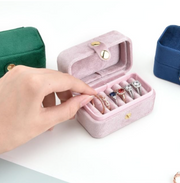 Velvet Ring Organizer Box | Travel Jewelry Storage Case with Secure Snap Closure