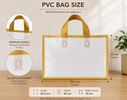Premium Reusable Transparent PVC Gift Bag with Golden Handles | Luxury Return Gift & Wedding Favor Carry Ba