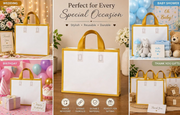 Premium Reusable Transparent PVC Gift Bag with Golden Handles | Luxury Return Gift & Wedding Favor Carry Ba