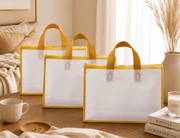 Premium Reusable Transparent PVC Gift Bag with Golden Handles | Luxury Return Gift & Wedding Favor Carry Ba