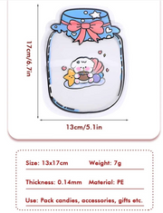 Cute Cartoon Mason Jar Ziplock Storage Bags (Pack of 5) – Reusable PE Gift & Treat Pouches
