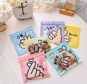 Kawaii Hand Gesture Zip Lock Pouches Set – Reusable Food Storage & Candy Gift Bags | Cute Cartoon Resealable Snack Bags | 5 Designs Assorted