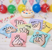 Kawaii Hand Gesture Zip Lock Pouches Set – Reusable Food Storage & Candy Gift Bags | Cute Cartoon Resealable Snack Bags | 5 Designs Assorted