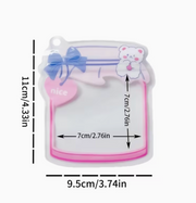 Cute Teddy Jar Shaped Zip Lock Pouch (Pack of 5) – Reusable Kawaii Candy & Gift Packaging Bags | Transparent Food Storage Pouches for Chocolates, Cookies & Party Favors