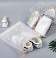 Reusable Daisy Frosted Drawstring Storage Bags (Small & Large) – Waterproof Organizer Pouches for Travel, Cosmetics, Shoes & Gifts