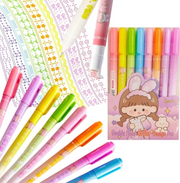 8-Piece Kawaii Double Head Roller Stamp Pen Set | Dual Tip Decorative Journal & Planner Pens for Scrapbooking, DIY Crafts & Note-Taking