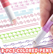8-Piece Kawaii Double Head Roller Stamp Pen Set | Dual Tip Decorative Journal & Planner Pens for Scrapbooking, DIY Crafts & Note-Taking