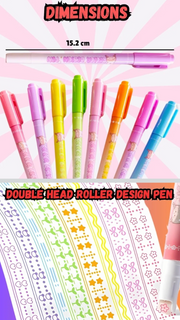 8-Piece Kawaii Double Head Roller Stamp Pen Set | Dual Tip Decorative Journal & Planner Pens for Scrapbooking, DIY Crafts & Note-Taking