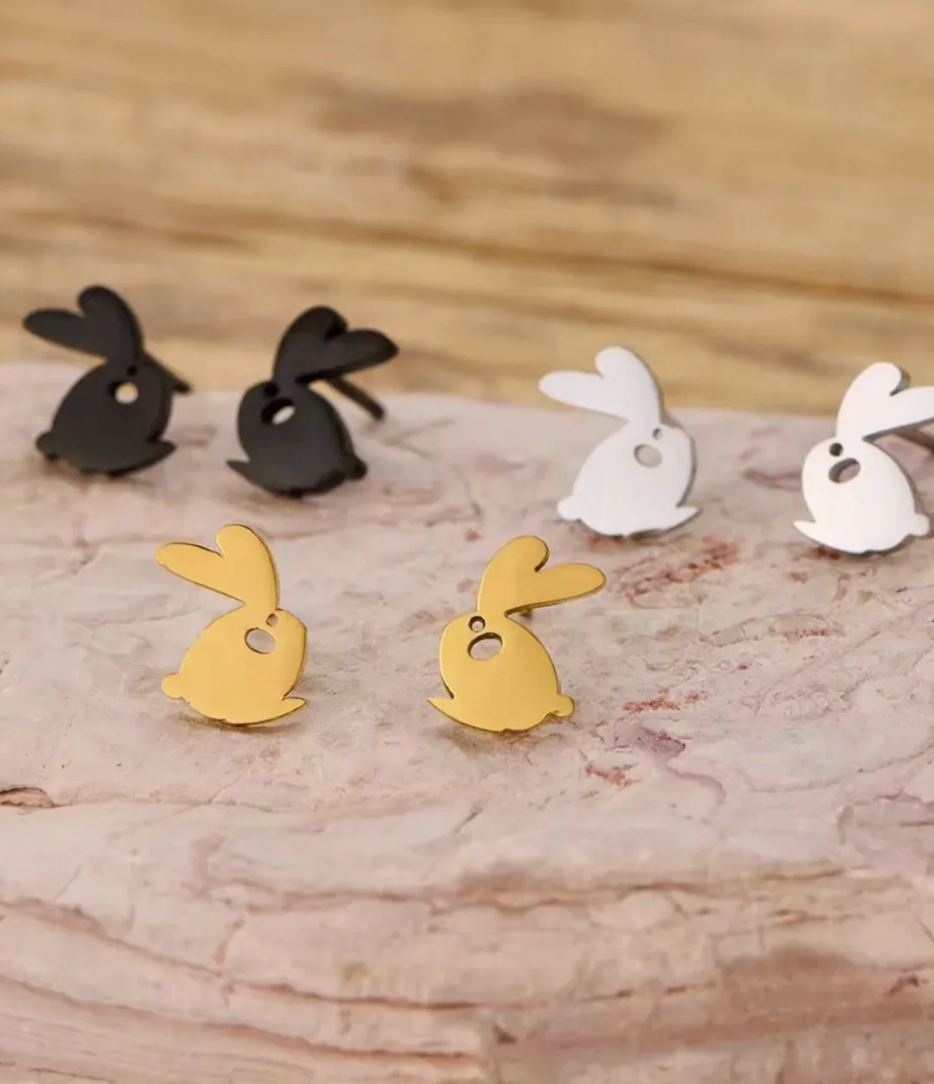 Product Name  Bunny Rabbit Stud Earrings — Minimalist Cutout Design