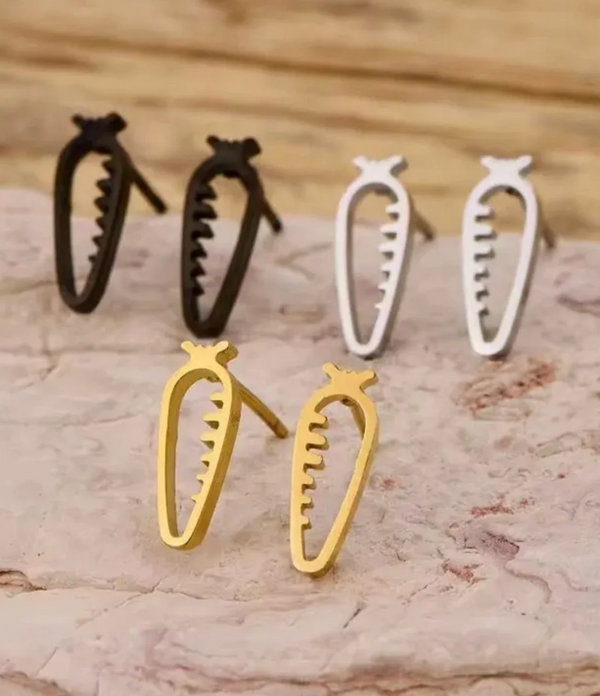 Carrot Stud Earrings — Minimalist Cutout Design