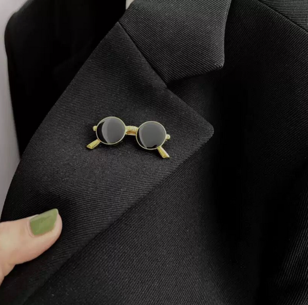 Vintage Round Sunglasses Gold-Plated Brooch