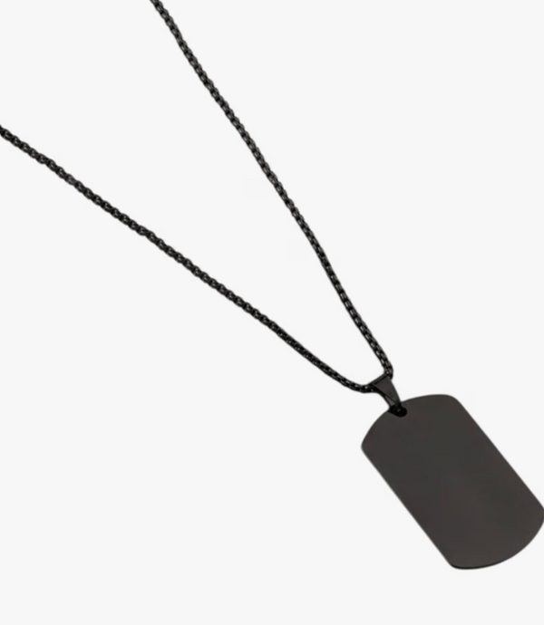 Premium Matte Black Dog Tag Pendant Necklace for Men