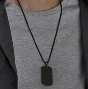Premium Matte Black Dog Tag Pendant Necklace for Men