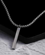 Minimalist Vertical Bar Pendant Necklace (Black / Silver)