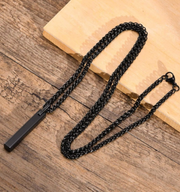 Minimalist Vertical Bar Pendant Necklace (Black / Silver)