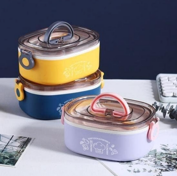 Leakproof Stainless Steel Lunch Box with Spoon & Steam Vent – Portable Food Storage Container