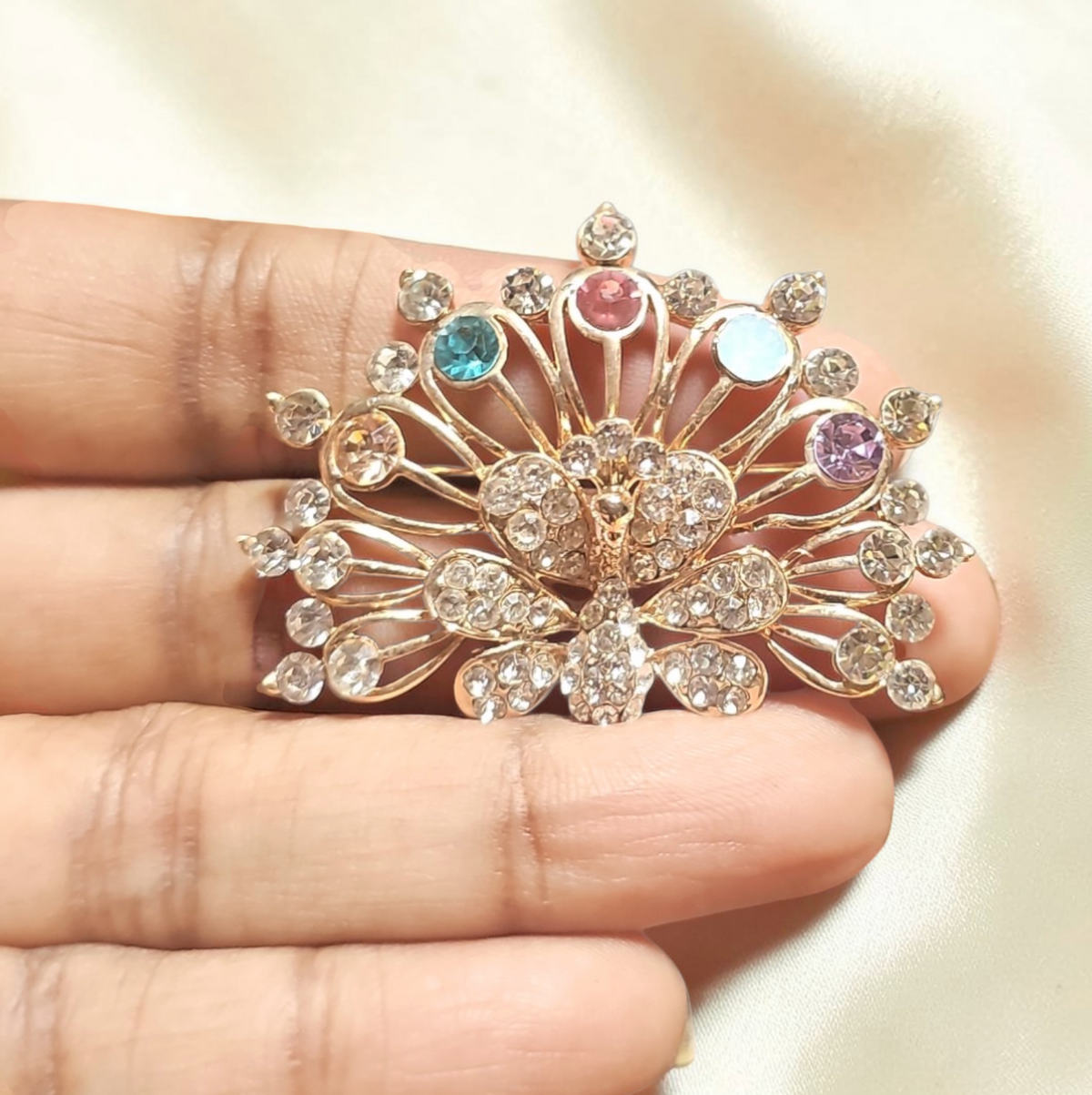 Multicolor Peacock Crystal Statement Ring