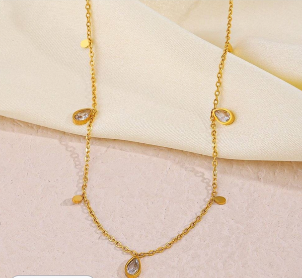 Teardrop Crystal Charm Necklace