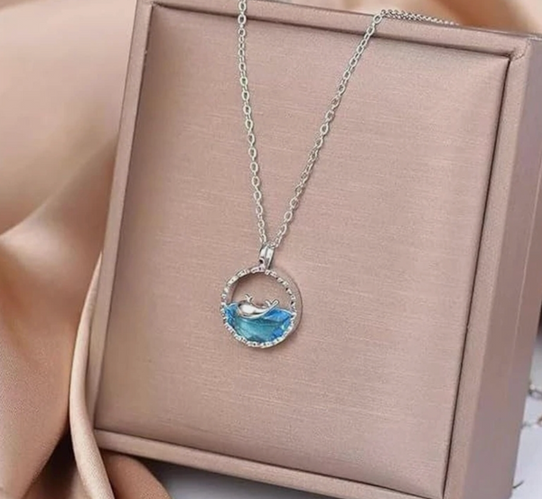 Ocean Wave Whale Pendant Necklace