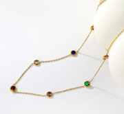 Multicolor Gemstone Station Necklace