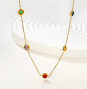 Multicolor Gemstone Station Necklace