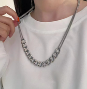 Silver Chunky Curb Chain Necklace