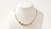 Multicolor Gemstone Herringbone Necklace