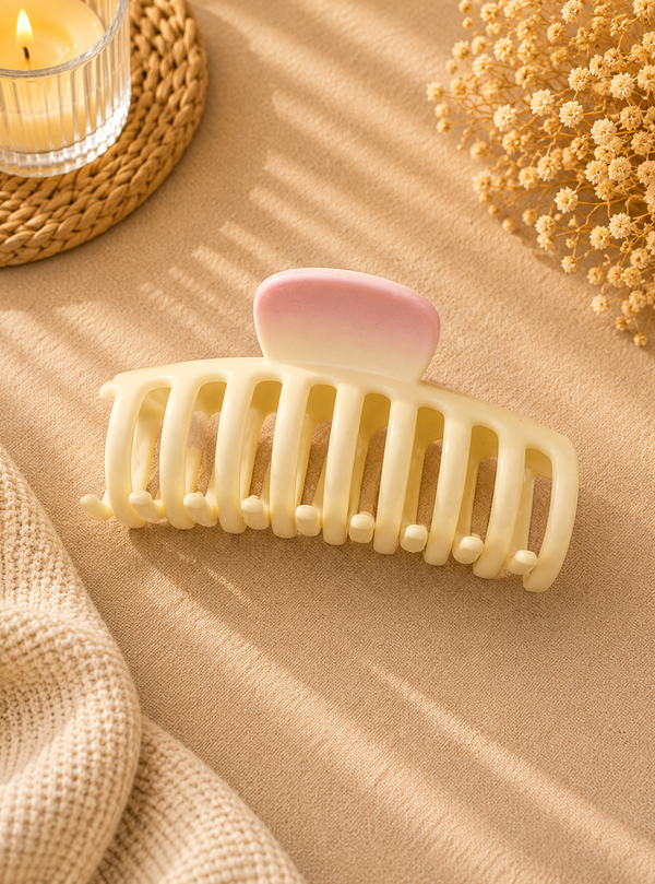 Cream & Pink Gradient Large Hair Claw Clip