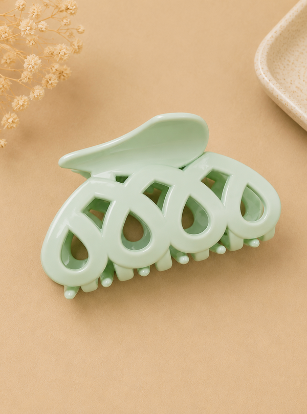 Mint Green Leaf Hair Claw Clip