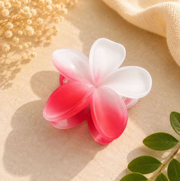 Pink & White Flower-Shaped Hair Claw Clip