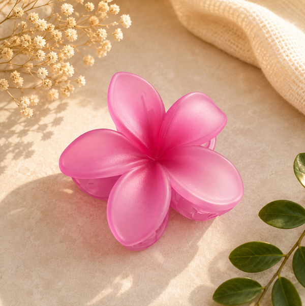 Pink Flower-Shaped Hair Claw Clip