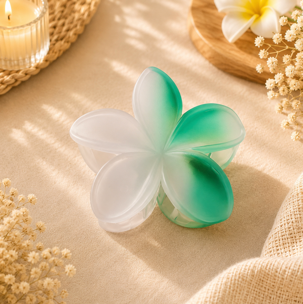Mint Green & White Flower-Shaped Hair Claw Clip