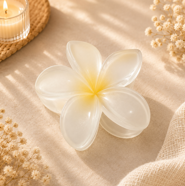 Ivory & Yellow Flower-Shaped Hair Claw Clip