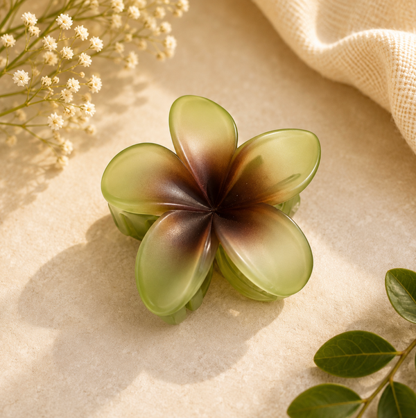 Green & Brown Gradient Flower Hair Claw Clip