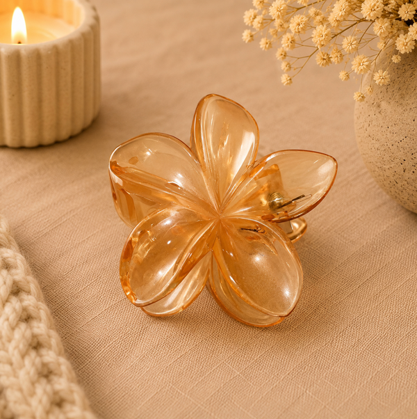 Amber Orange Flower-Shaped Hair Claw Clip