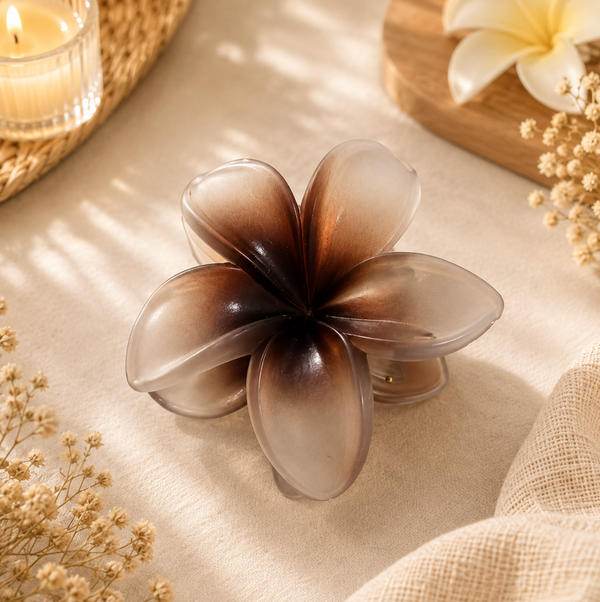 Mocha Brown Flower-Shaped Hair Claw Clip