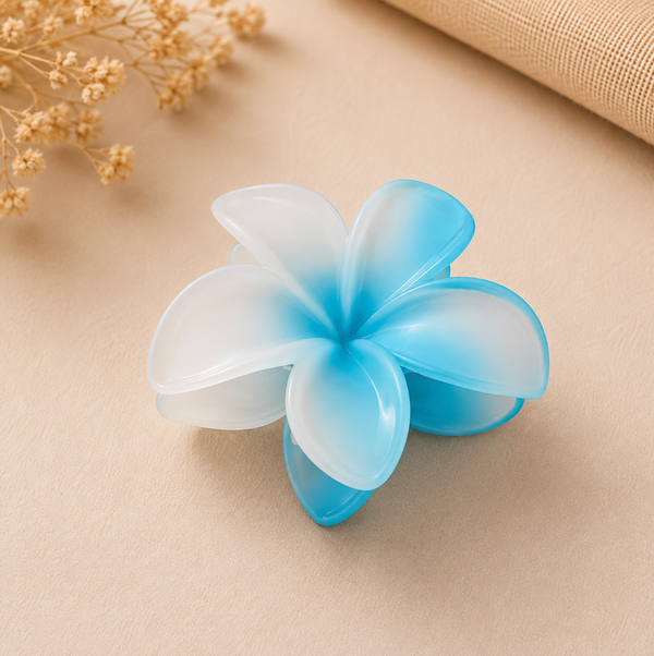 Blue & White Gradient Flower Hair Claw Clip