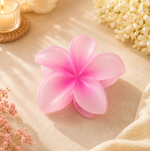 Soft Pink Plumeria Flower Hair Claw Clip