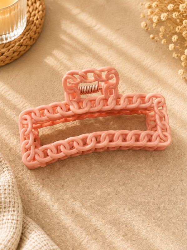 Peach Chain-Link Hair Claw Clip