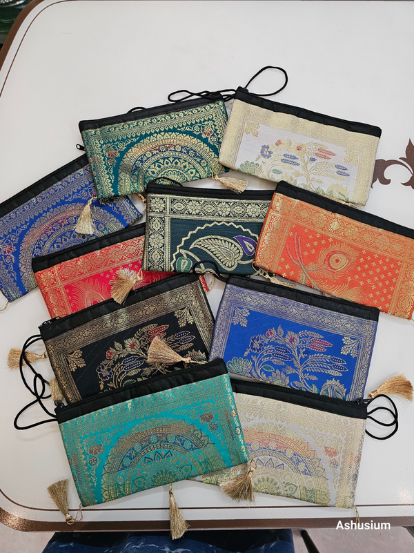 Jacquard Embroidered Zipper Pouch