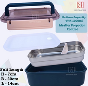 1000ml Stainless Steel Lunch Box with Leak-Resistant Lid