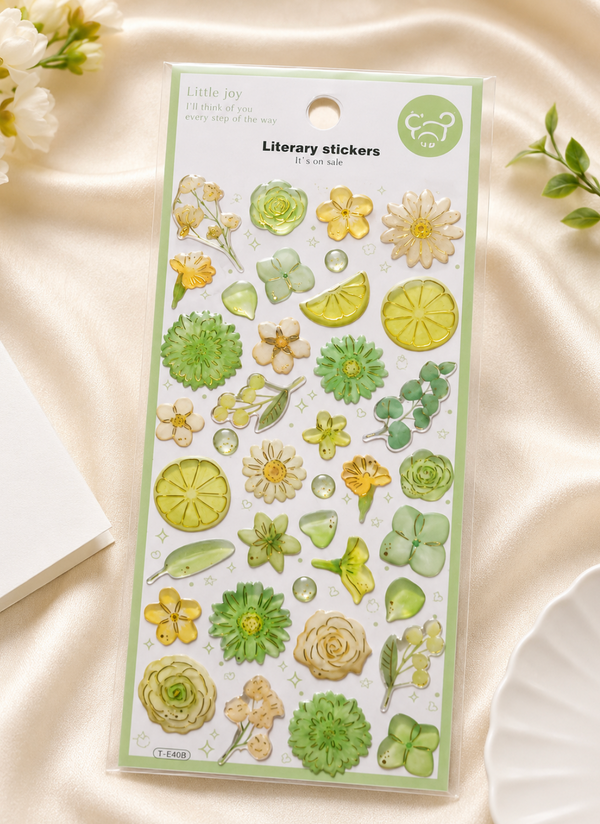Green & Yellow Floral Sticker Sheet